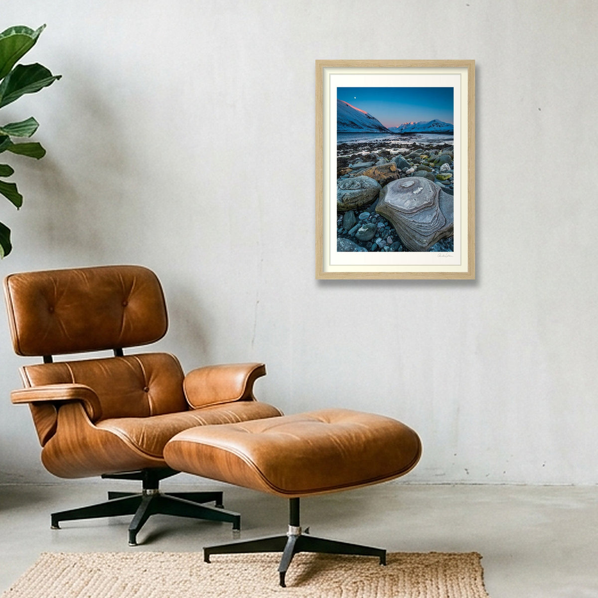 Seashore, Kvaløya Norway — A3 (30×42cm) Oak Frame