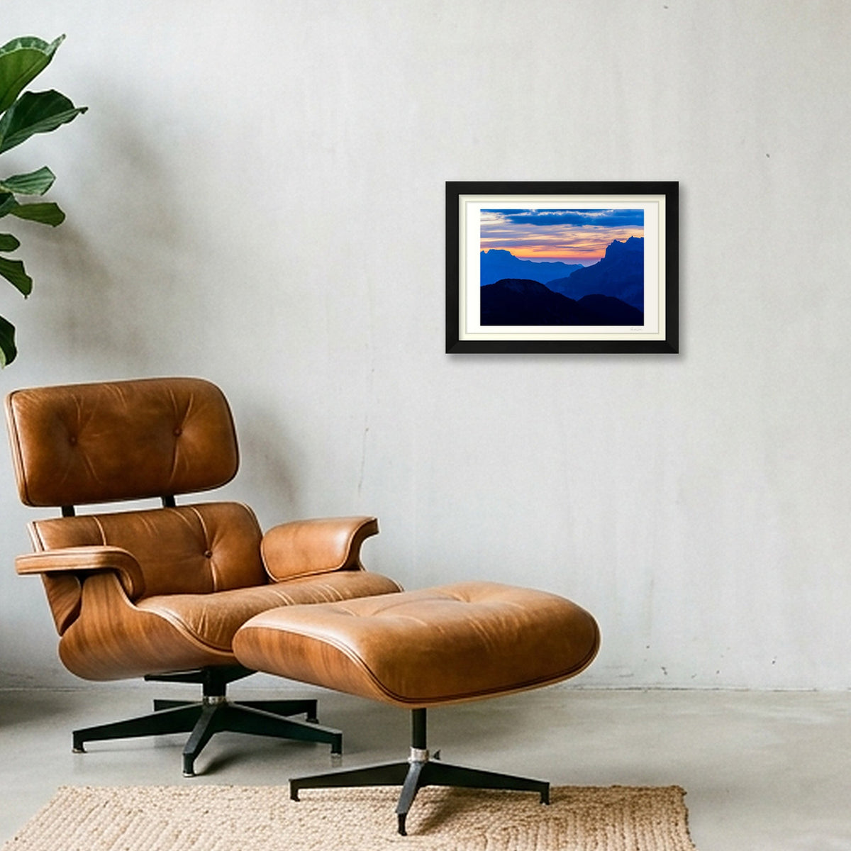 Geneva view, Chamon ix Mont Blanc — A4 (30×21cm) Black Frame