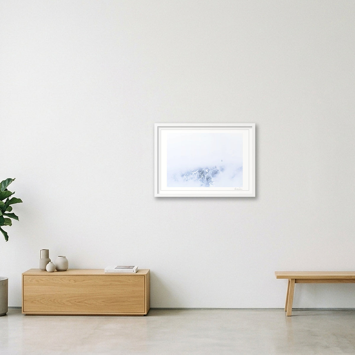 Aiguille du Midi Cable Cars: Hanging by a Thread — 59×42cm White Frame