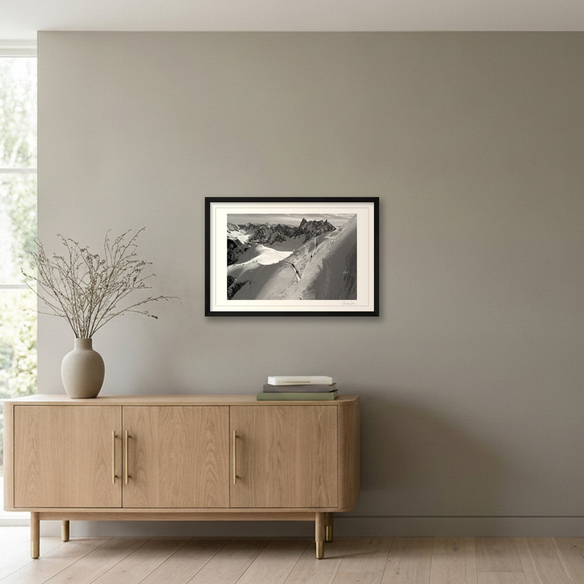The Aiguille du Midi Arête, Chamonix: Vertiginous — 60×40cm Black Frame