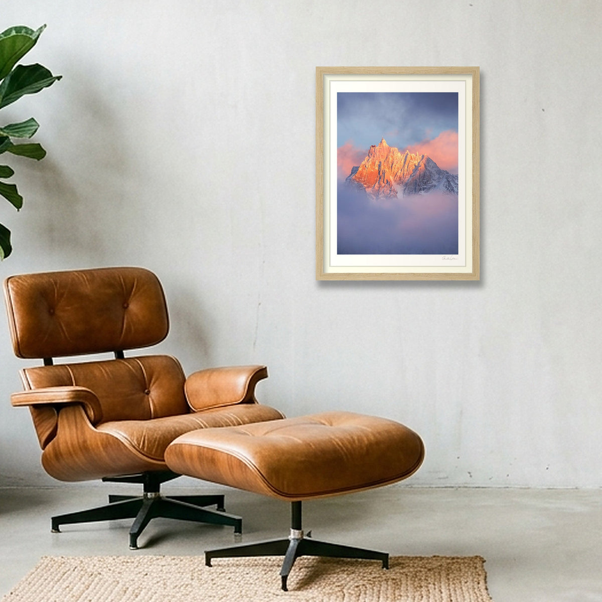 Sunset on the Aiguille du Midi, Chamonix — 30×40cm Oak Frame