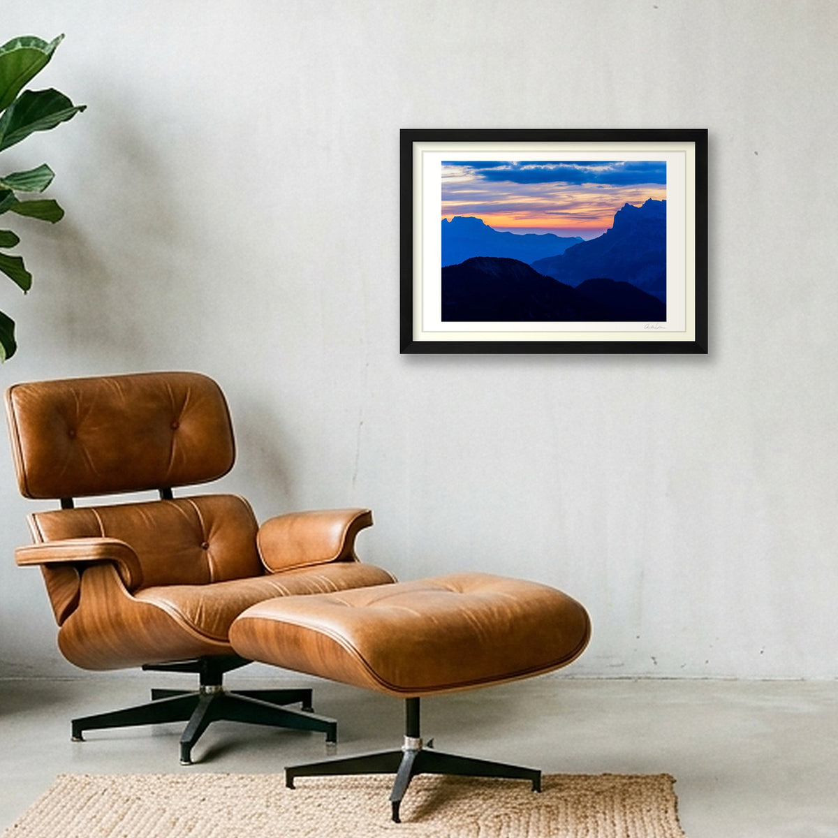 Geneva view, Chamon ix Mont Blanc — A3 (42×30cm) Black Frame