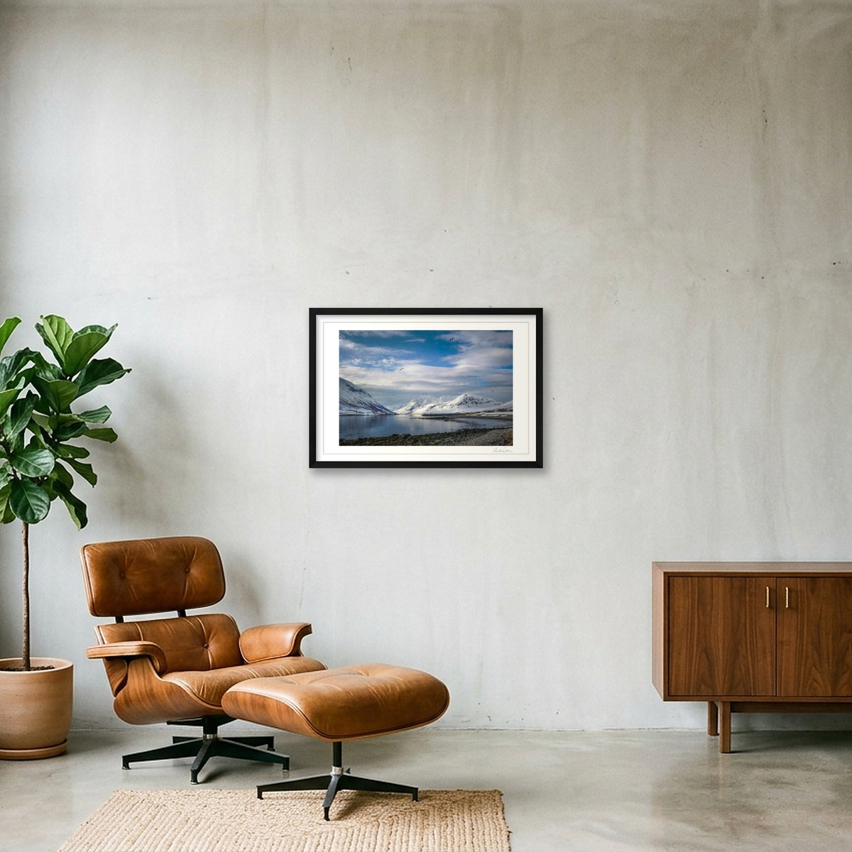 Mountain View, Kvaløya fjord, Norway — 60×40cm Black Frame