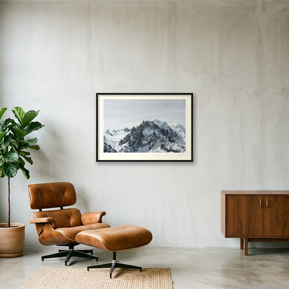 The Mont Blanc Massif, Chamonix — 100×70cm Black Frame