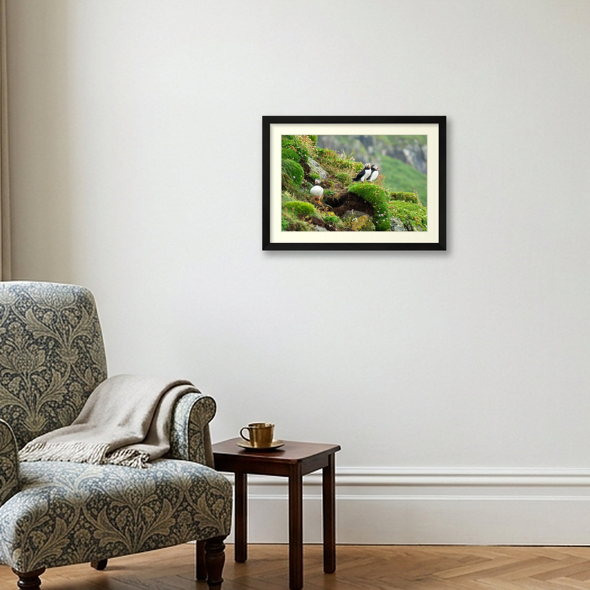 Puffin Ledge, Skomer — A3 (42×30cm) Black Frame