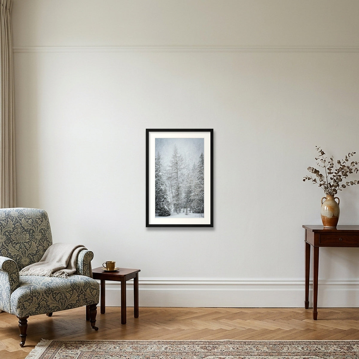 Snow Covered Pine — 40×60cm Black Frame