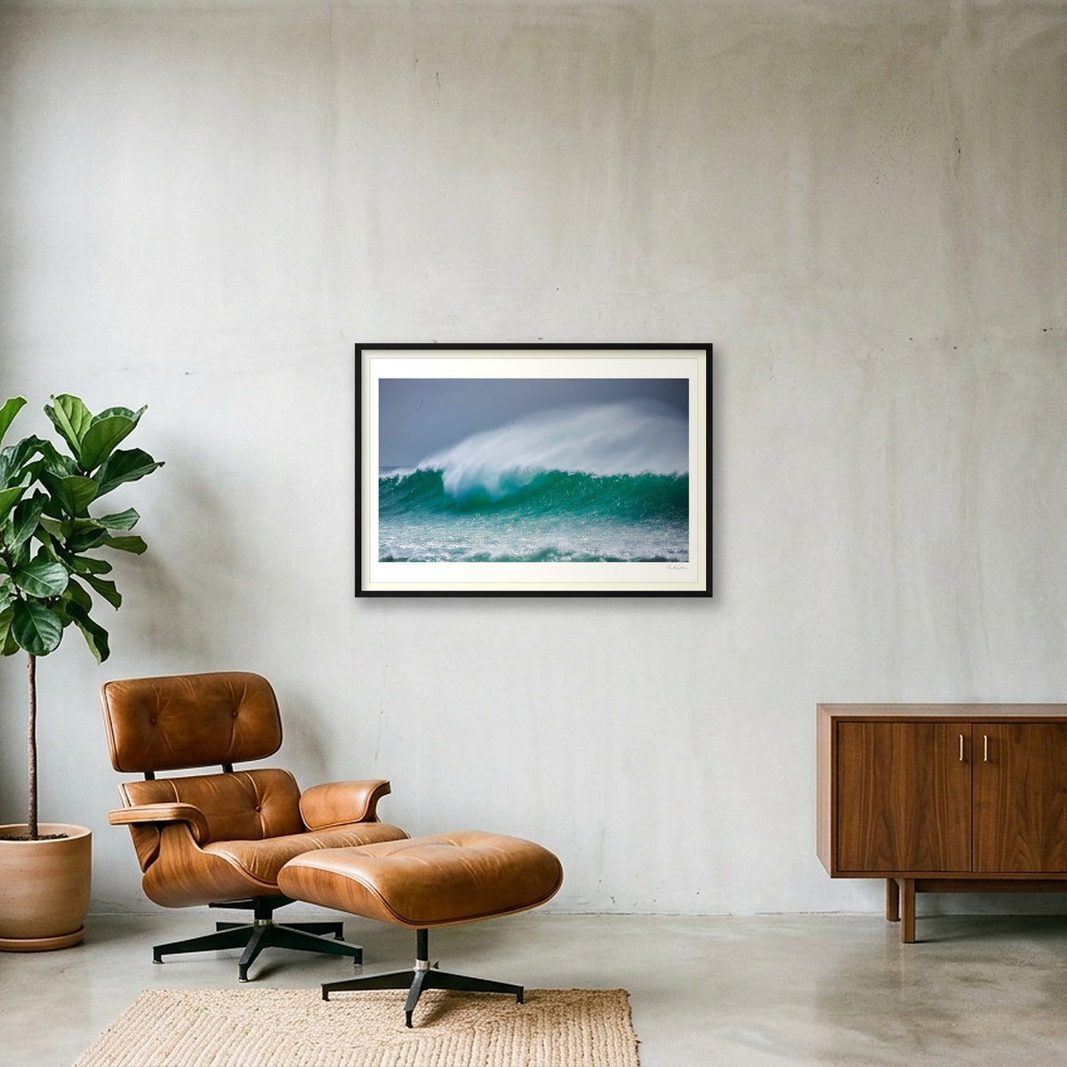 A Huge Wave Crashes on Hoy Island: Riding on the Crest of a Wave — 100×70cm Black Frame