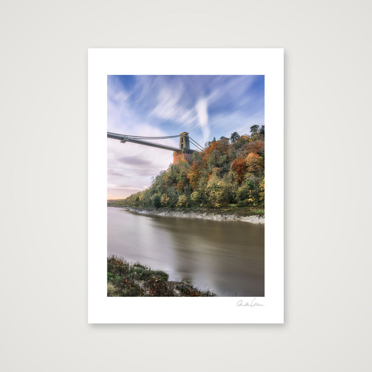 Colourful trees under Clifton Suspension Bridge, Bristol — 42×59cm Print only
