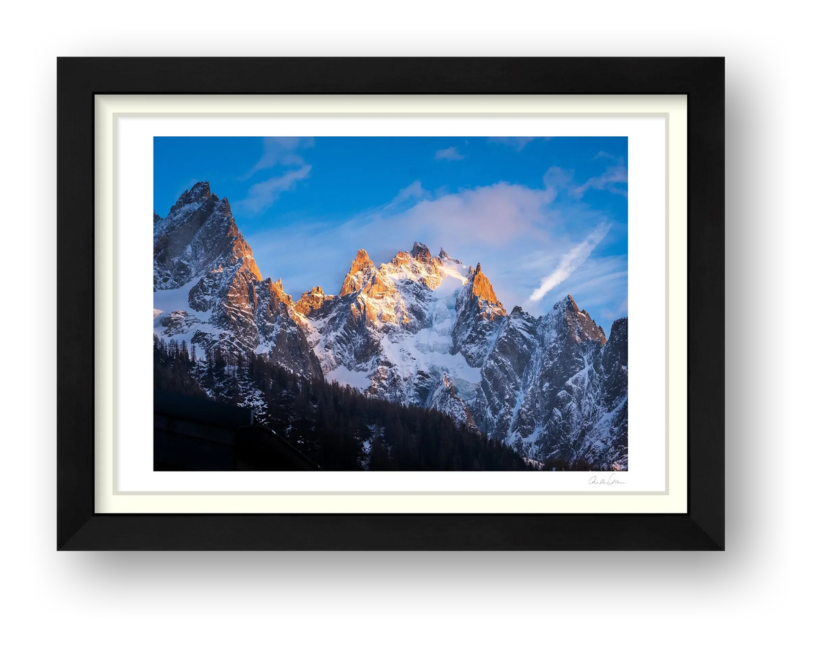 Chamonix Aiguilles at sunset — framed