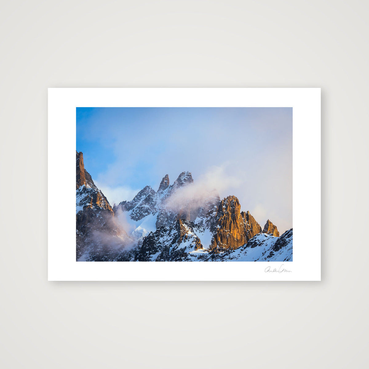 Morning Sunlight on the Chamonix Aiguiles — A4 (30×21cm) Print only