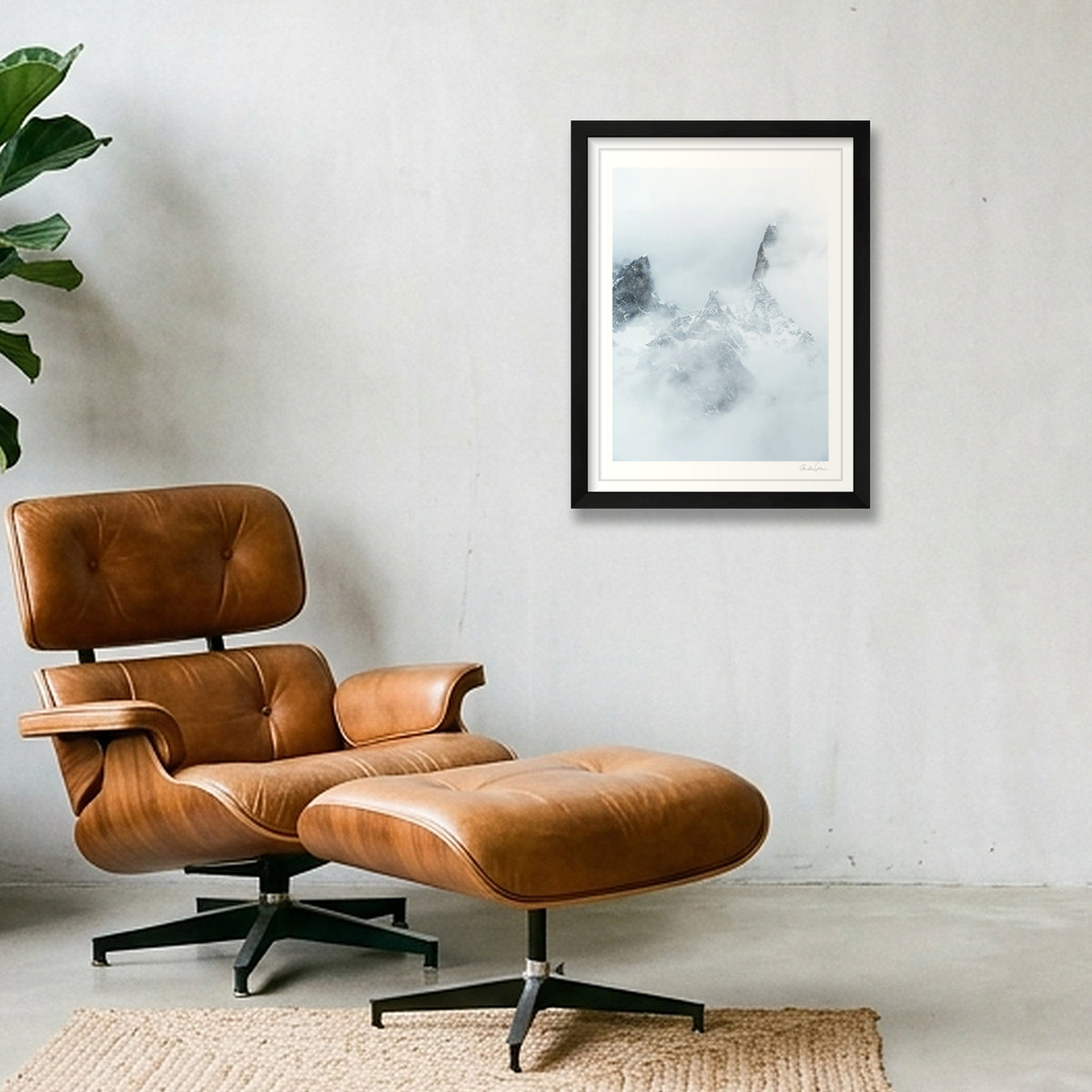 Dent du Géant Emerging from Cloud, Courmayeur — 30×40cm Black Frame