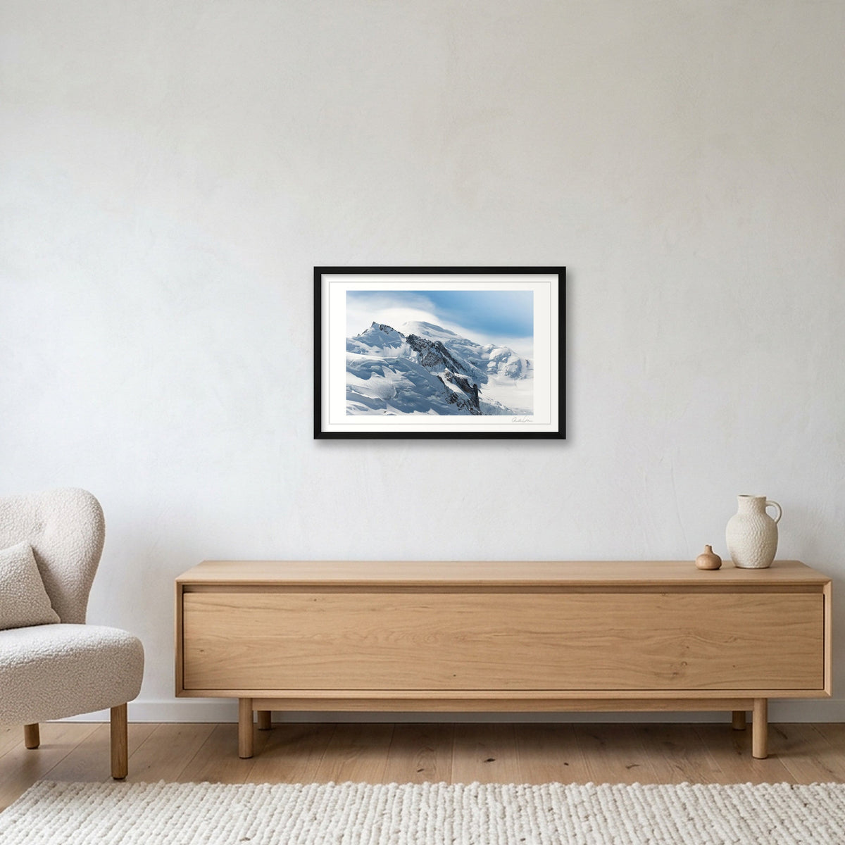 Windswept Summit, Mont Blanc — 60×40cm Black Frame