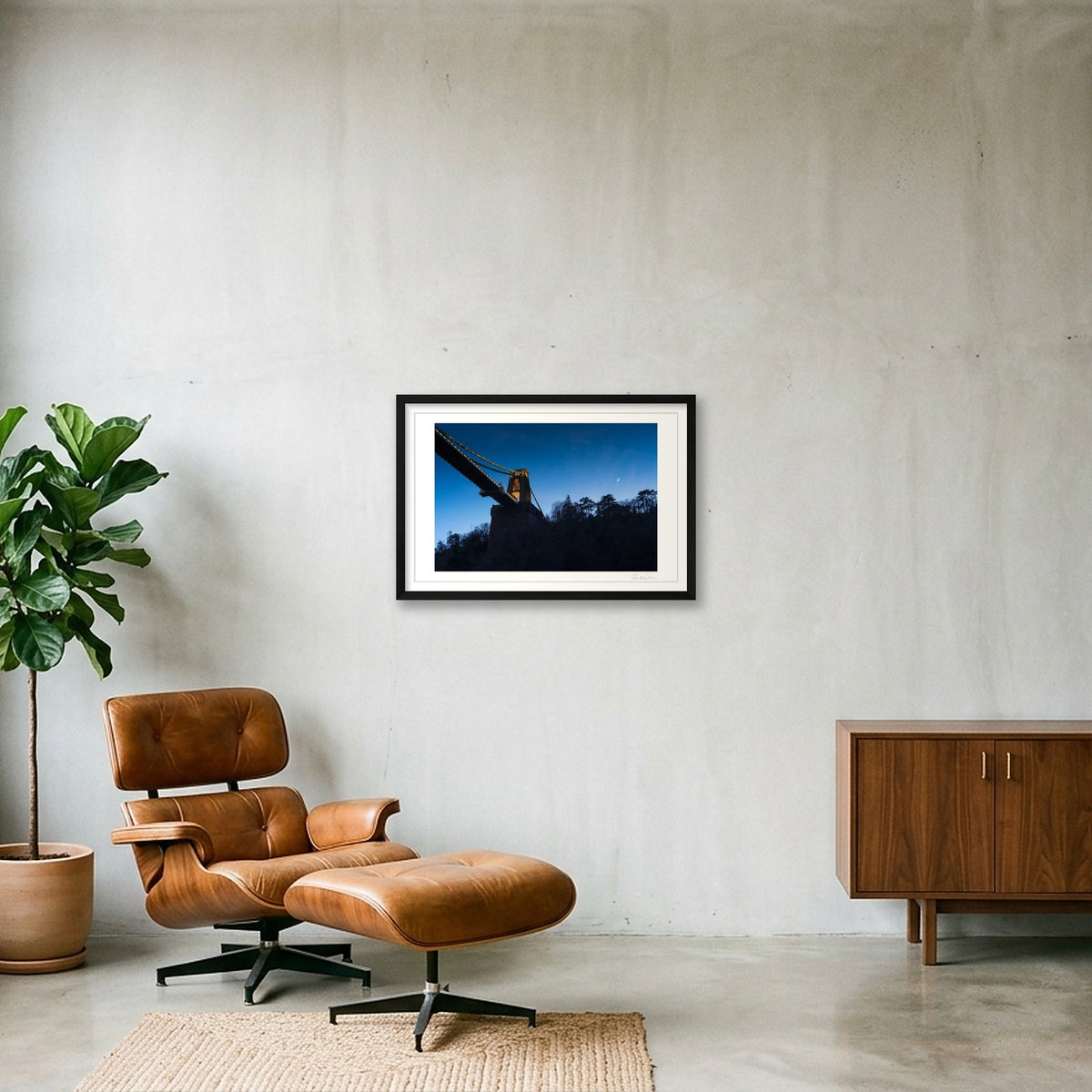 The moon above Clifton Suspension Bridge — 60×40cm Black Frame