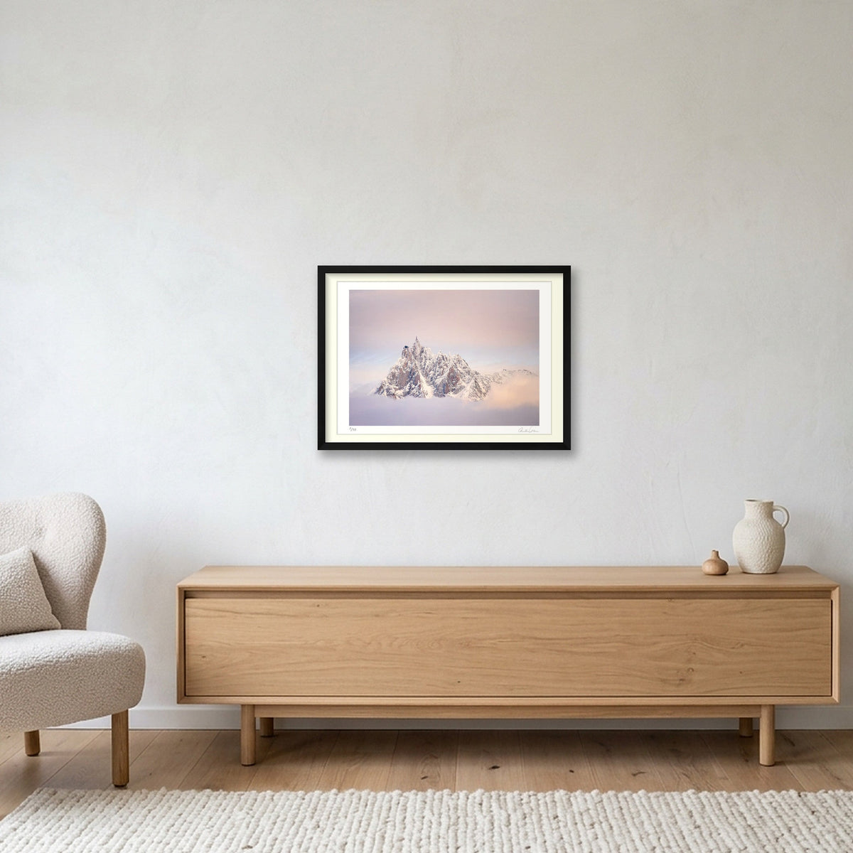 Sunset Hues on the Aiguille du Midi, Chamonix Mont Blanc — 59×42cm Black Frame