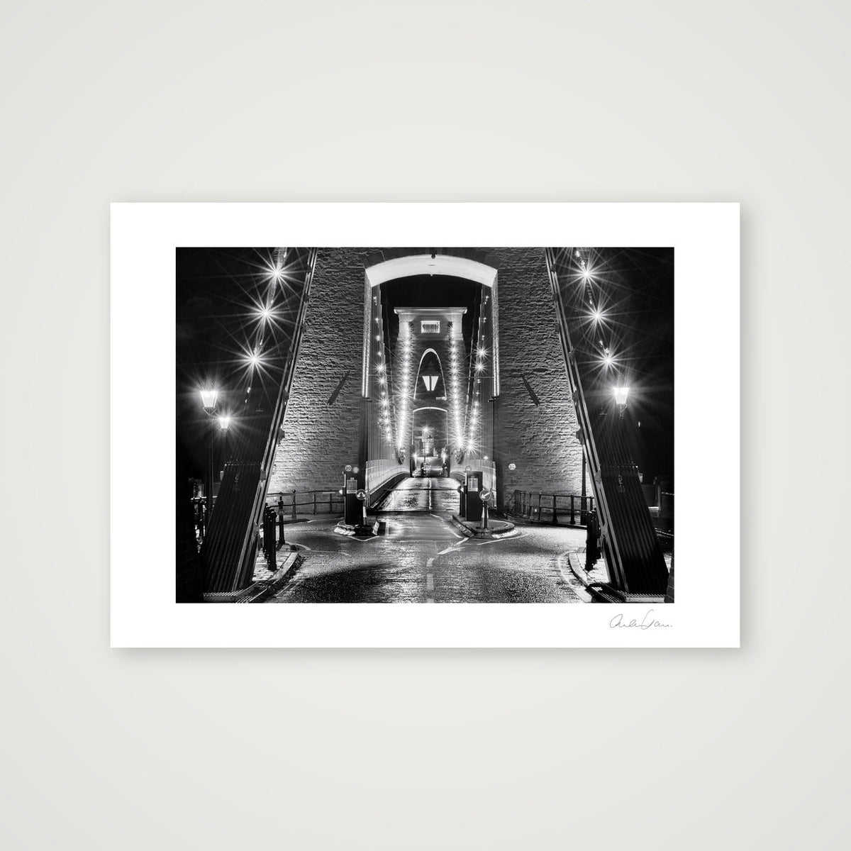 Clifton Suspension Bridge at Night: Lights On — A4 (30×21cm) Print only
