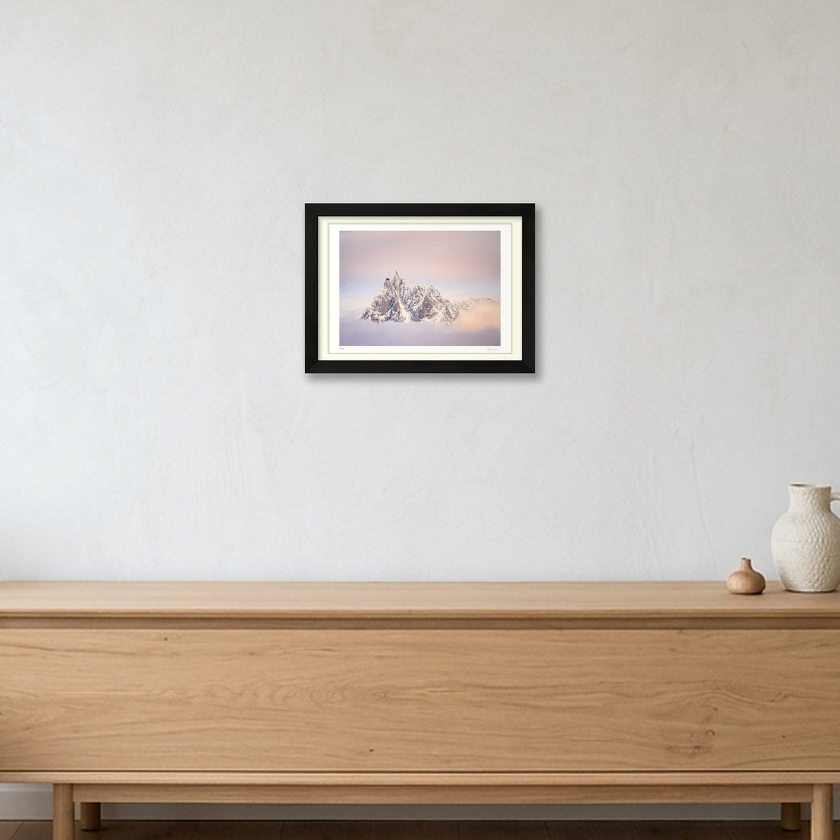 Sunset Hues on the Aiguille du Midi, Chamonix Mont Blanc — A4 (30×21cm) Black Frame