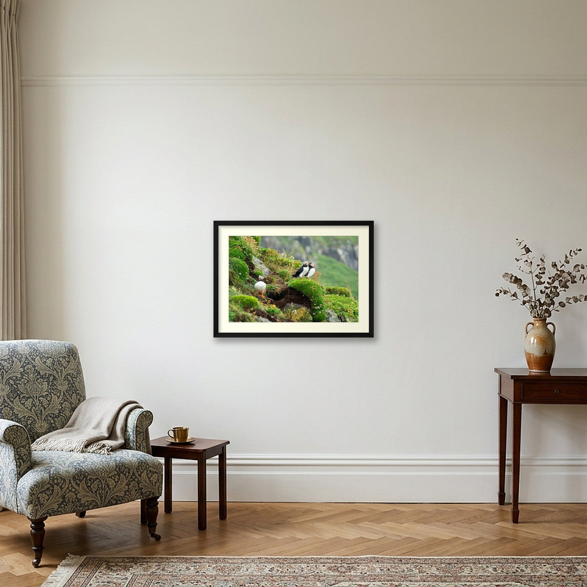 Puffin Ledge, Skomer — 59×42cm Black Frame