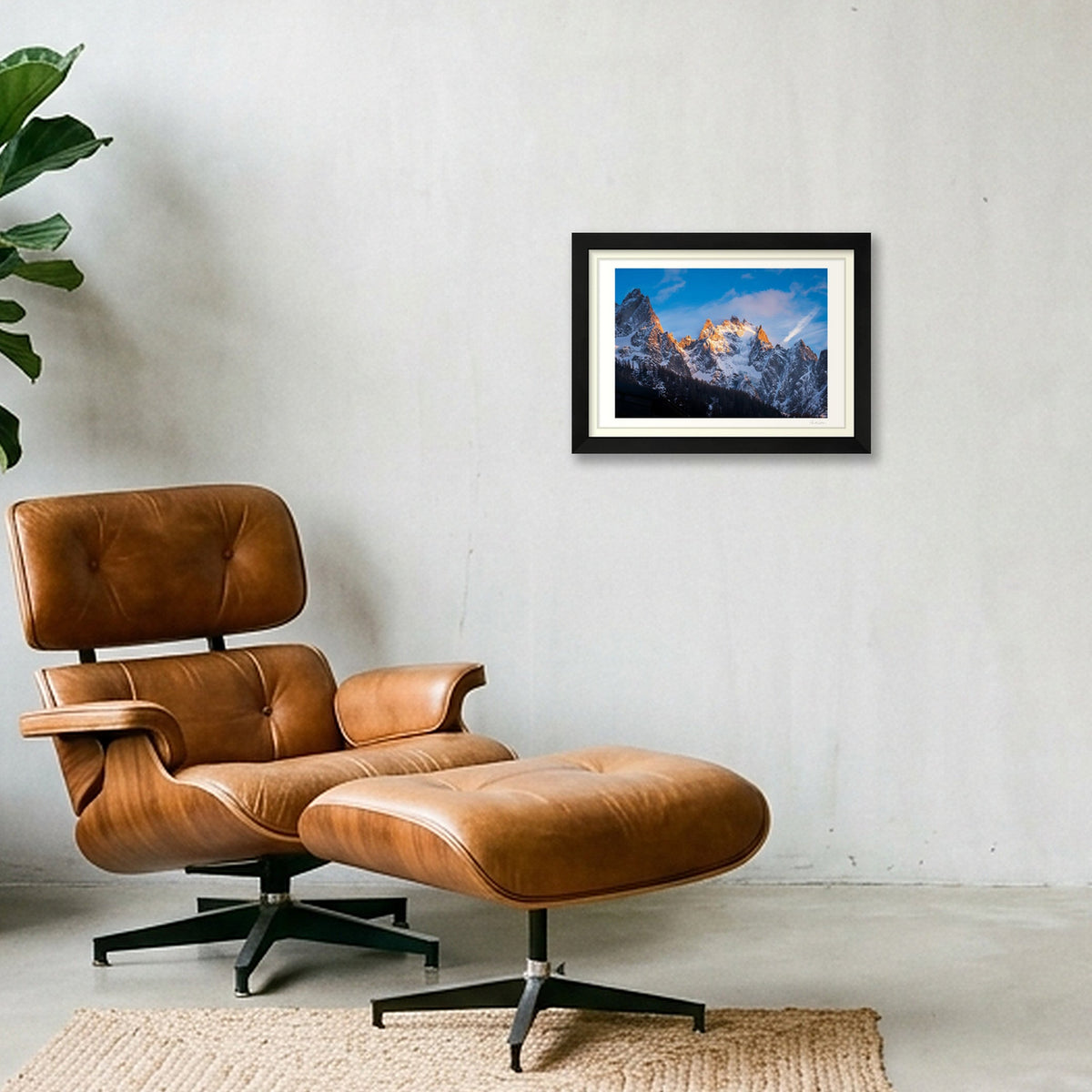 Chamonix Aiguilles at sunset — A4 (30×21cm) Black Frame