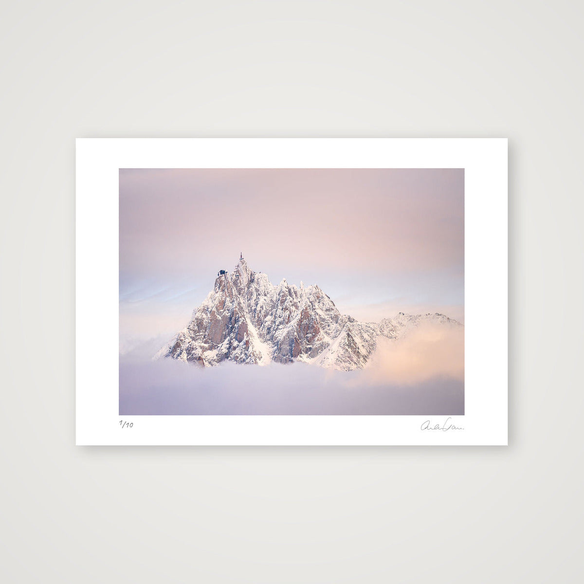 Sunset Hues on the Aiguille du Midi, Chamonix Mont Blanc — 59×42cm Print only