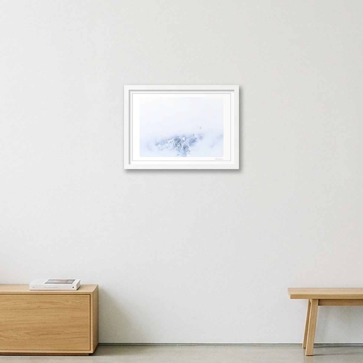 Aiguille du Midi Cable Cars: Hanging by a Thread — A3 (42×30cm) White Frame