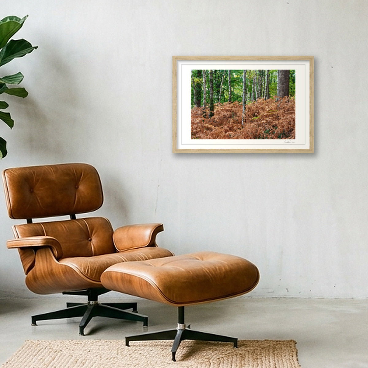Autumn Ferns — 45×30cm Oak Frame