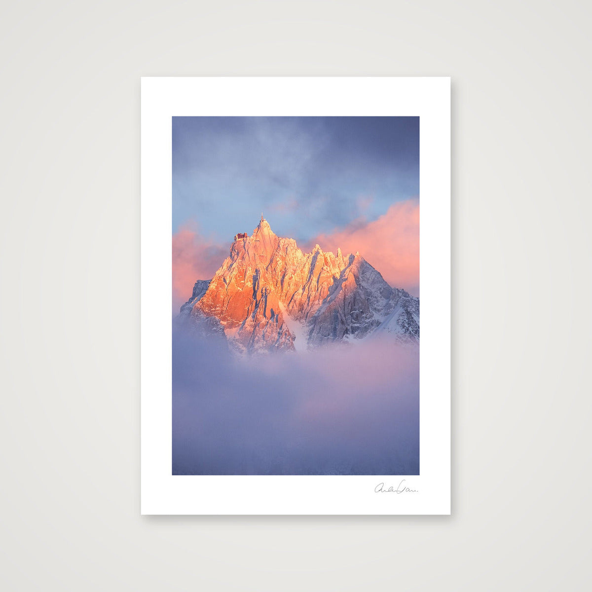 Sunset on the Aiguille du Midi, Chamonix — A4 (21×30cm) Print only