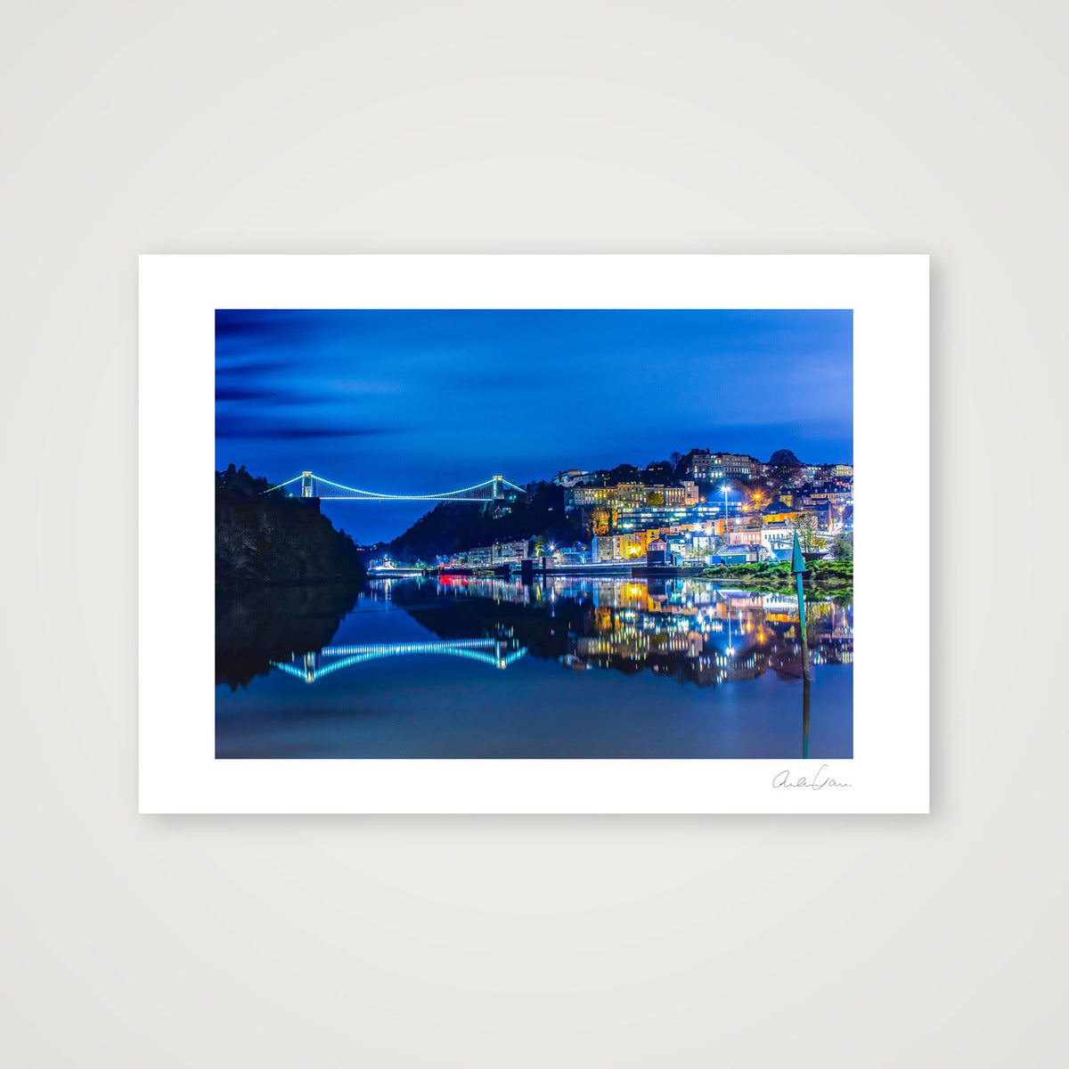 Bristol's Clifton Suspension Bridge and Clifton at night — A3 (42×30cm) Print only