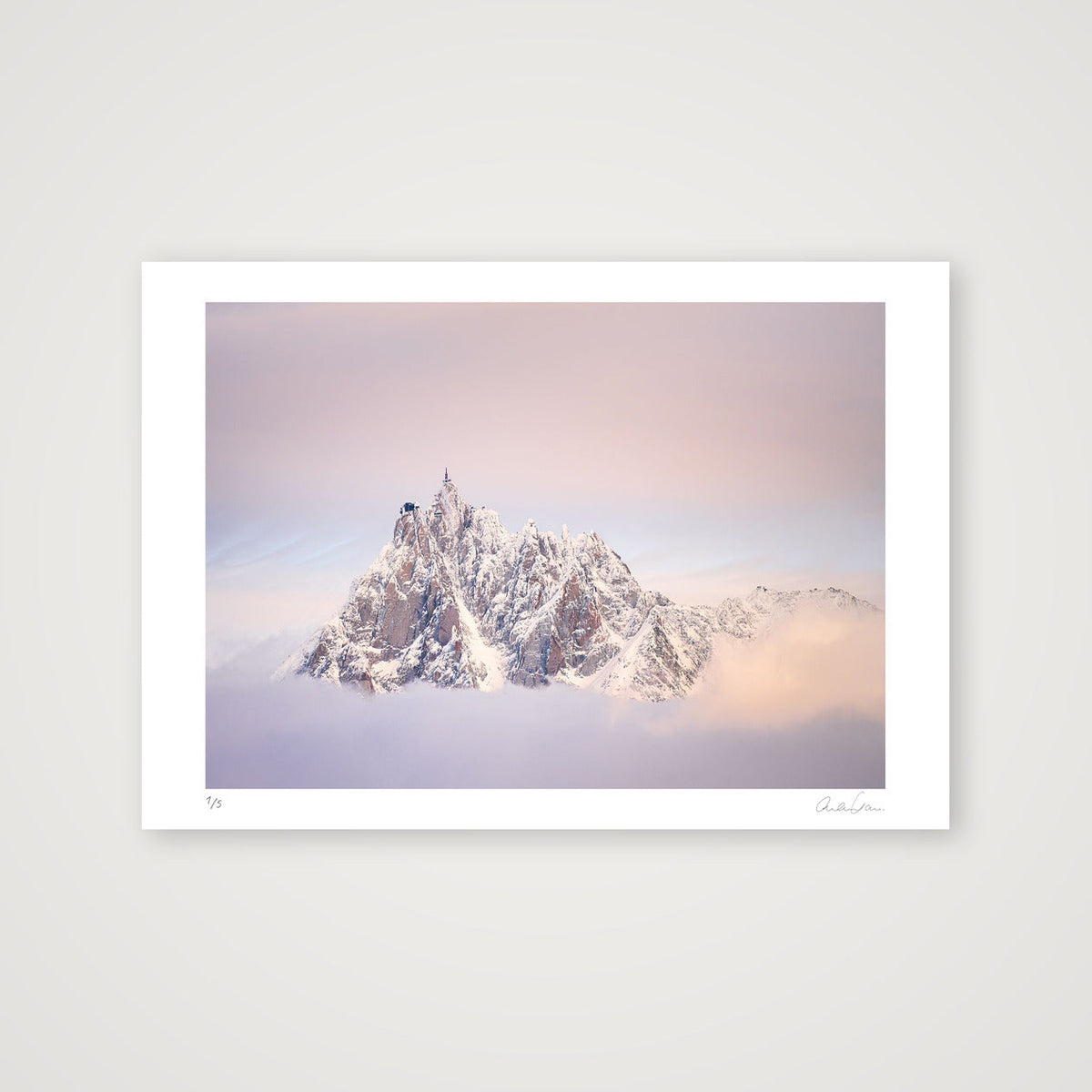 Sunset Hues on the Aiguille du Midi, Chamonix Mont Blanc — 84×59cm Print only